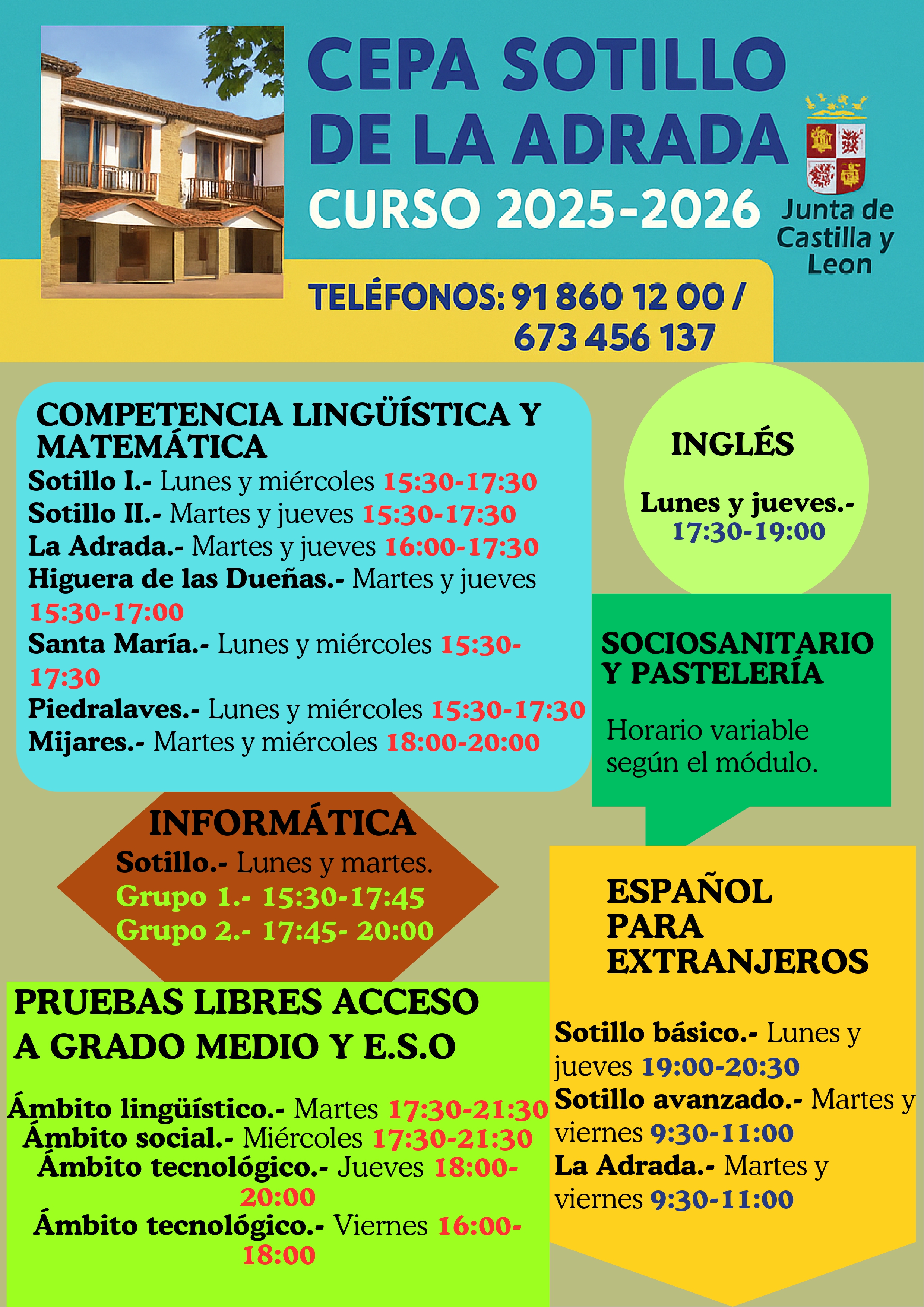 horarios y enseñanzas